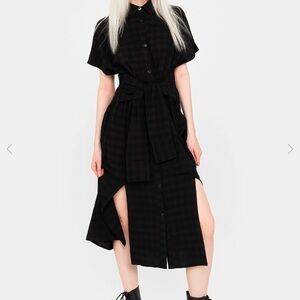 Disturbia Hattie Shirt Sleeve Tie Waist Shirt Dress